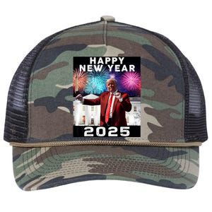 Happy New Year 2025 Boy Girl Funny Trump Retro Rope Trucker Hat Cap