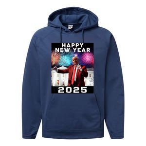 Happy New Year 2025 Boy Girl Funny Trump Performance Fleece Hoodie