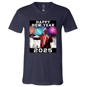 Happy New Year 2025 Boy Girl Funny Trump V-Neck T-Shirt