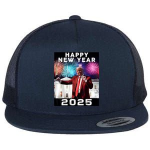 Happy New Year 2025 Boy Girl Funny Trump Flat Bill Trucker Hat