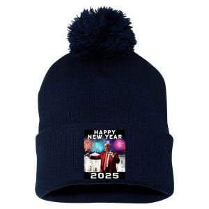 Happy New Year 2025 Boy Girl Funny Trump Pom Pom 12in Knit Beanie