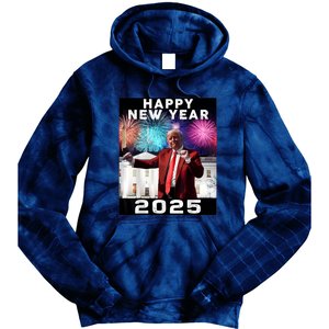 Happy New Year 2025 Boy Girl Funny Trump Tie Dye Hoodie