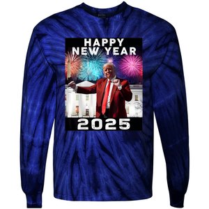 Happy New Year 2025 Boy Girl Funny Trump Tie-Dye Long Sleeve Shirt