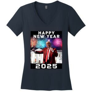 Happy New Year 2025 Boy Girl Funny Trump Women's V-Neck T-Shirt