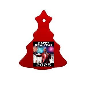 Happy New Year 2025 Boy Girl Funny Trump Ceramic Tree Ornament