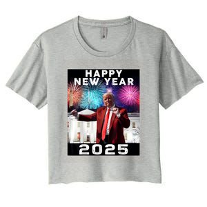 Happy New Year 2025 Boy Girl Funny Trump Women's Crop Top Tee