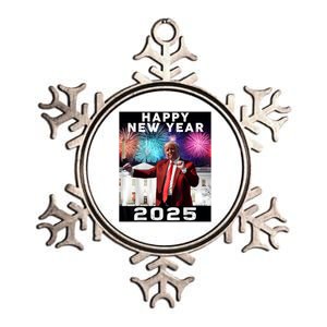 Happy New Year 2025 Boy Girl Funny Trump Metallic Star Ornament