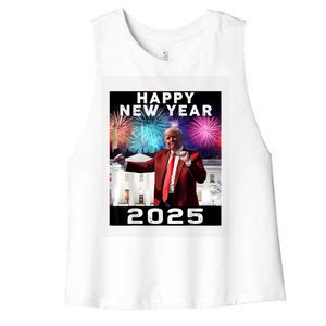 Happy New Year 2025 Boy Girl Funny Trump Women's Racerback Cropped Tank