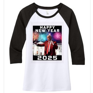 Happy New Year 2025 Boy Girl Funny Trump Women's Tri-Blend 3/4-Sleeve Raglan Shirt