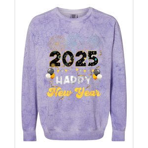 Happy New Year Party 2025 Ballon Family Matching Women Colorblast Crewneck Sweatshirt