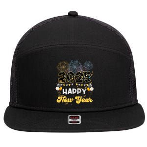 Happy New Year Party 2025 Ballon Family Matching Women 7 Panel Mesh Trucker Snapback Hat