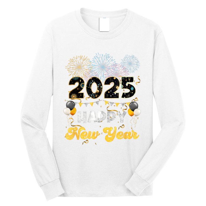 Happy New Year Party 2025 Ballon Family Matching Women Long Sleeve Shirt