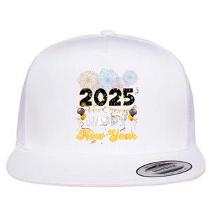 Happy New Year Party 2025 Ballon Family Matching Women Flat Bill Trucker Hat