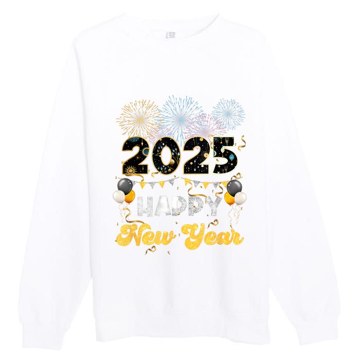 Happy New Year Party 2025 Ballon Family Matching Women Premium Crewneck Sweatshirt