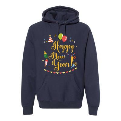 Happy New Year Celebration Balloons Gift Premium Hoodie