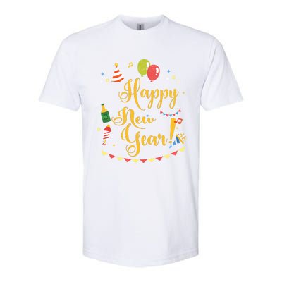 Happy New Year Celebration Balloons Gift Softstyle® CVC T-Shirt