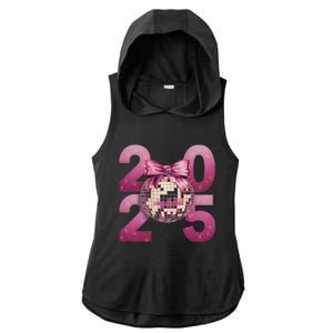 Happy New Year 2025 Disco Ball Coquette Bow Family Ladies PosiCharge Tri-Blend Wicking Draft Hoodie Tank