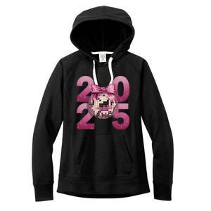 Happy New Year 2025 Disco Ball Coquette Bow Family Women's Fleece Hoodie