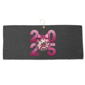 Happy New Year 2025 Disco Ball Coquette Bow Family Large Microfiber Waffle Golf Towel