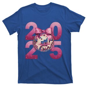 Happy New Year 2025 Disco Ball Coquette Bow Family T-Shirt