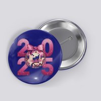 Happy New Year 2025 Disco Ball Coquette Bow Family Button