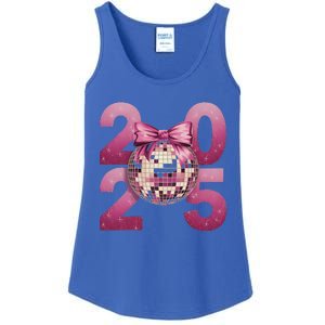 Happy New Year 2025 Disco Ball Coquette Bow Family Ladies Essential Tank