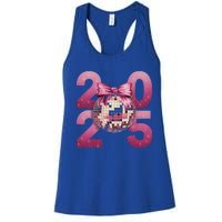 Happy New Year 2025 Disco Ball Coquette Bow Family Women's Racerback Tank