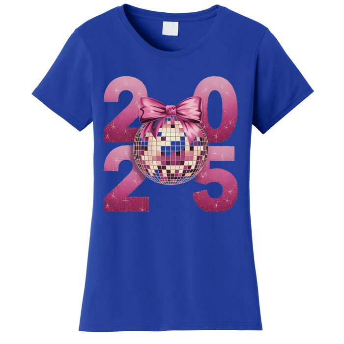 Happy New Year 2025 Disco Ball Coquette Bow Family Women's T-Shirt