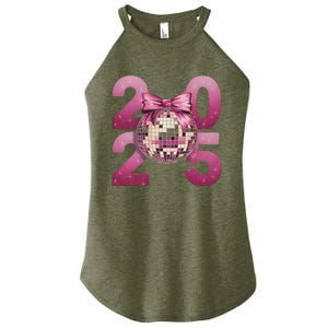 Happy New Year 2025 Disco Ball Coquette Bow Family Women's Perfect Tri Rocker Tank