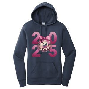 Happy New Year 2025 Disco Ball Coquette Bow Family Women's Pullover Hoodie