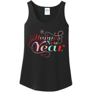 Happy New Year Party Funny New Year's Eve Groovy Ladies Essential Tank