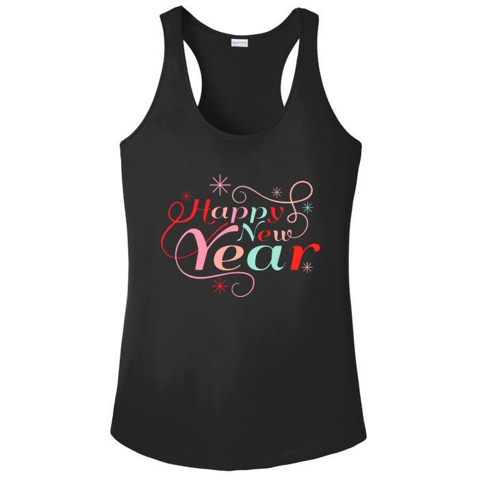 Happy New Year Party Funny New Year's Eve Groovy Ladies PosiCharge Competitor Racerback Tank