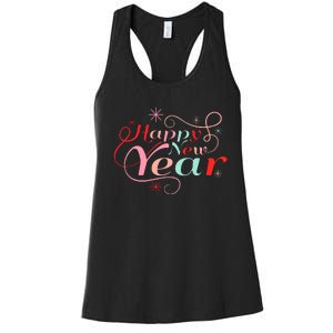 Happy New Year Party Funny New Year's Eve Groovy Women's Racerback Tank