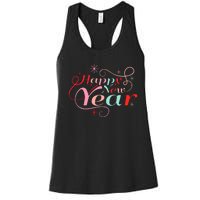 Happy New Year Party Funny New Year's Eve Groovy Women's Racerback Tank