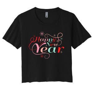 Happy New Year Party Funny New Year's Eve Groovy Women's Crop Top Tee