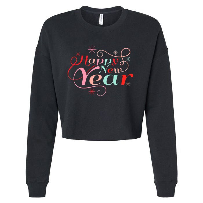 Happy New Year Party Funny New Year's Eve Groovy Cropped Pullover Crew