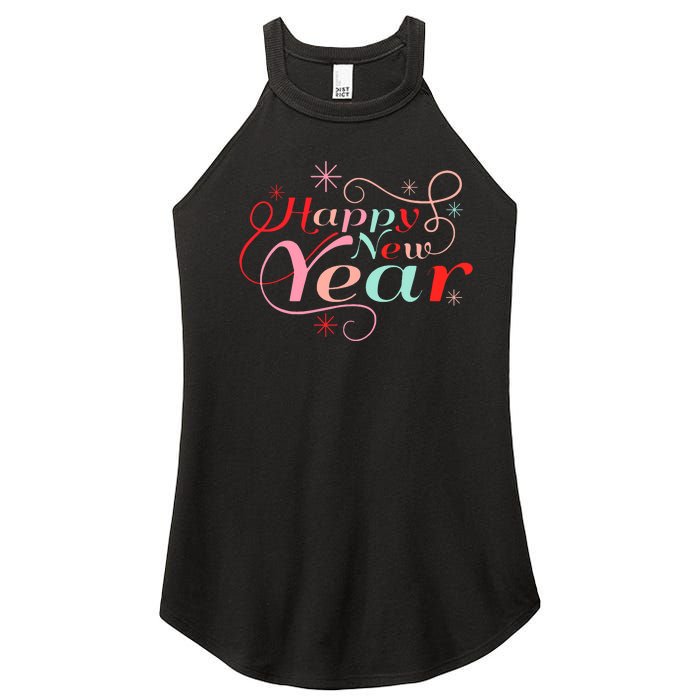 Happy New Year Party Funny New Year's Eve Groovy Women's Perfect Tri Rocker Tank