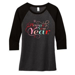 Happy New Year Party Funny New Year's Eve Groovy Women's Tri-Blend 3/4-Sleeve Raglan Shirt