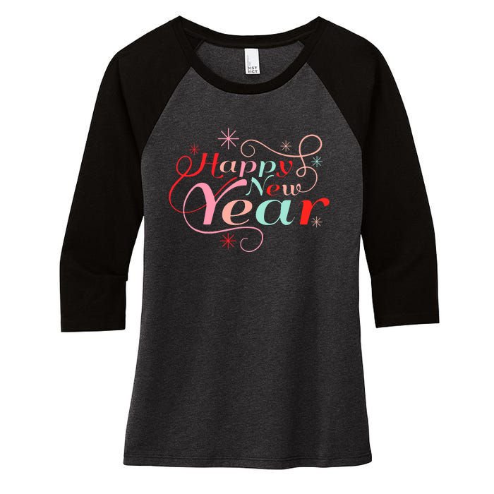 Happy New Year Party Funny New Year's Eve Groovy Women's Tri-Blend 3/4-Sleeve Raglan Shirt