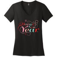 Happy New Year Party Funny New Year's Eve Groovy Women's V-Neck T-Shirt