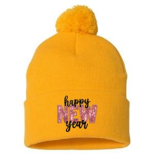 Happy New Year 2025 New YearS Eve Party Countdown Family Pom Pom 12in Knit Beanie