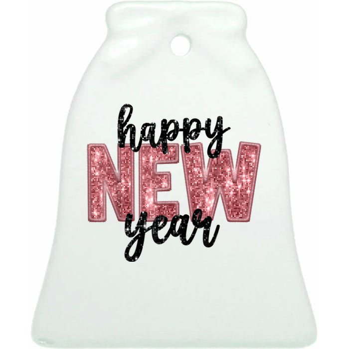 Happy New Year 2025 New YearS Eve Party Countdown Family Ceramic Bell Ornament