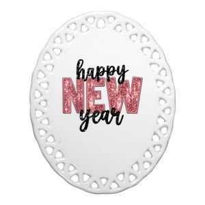 Happy New Year 2025 New YearS Eve Party Countdown Family Ceramic Oval Ornament