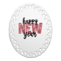 Happy New Year 2025 New YearS Eve Party Countdown Family Ceramic Oval Ornament