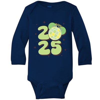 Happy New Year 2025 Holiday New Year Eve Baby Long Sleeve Bodysuit