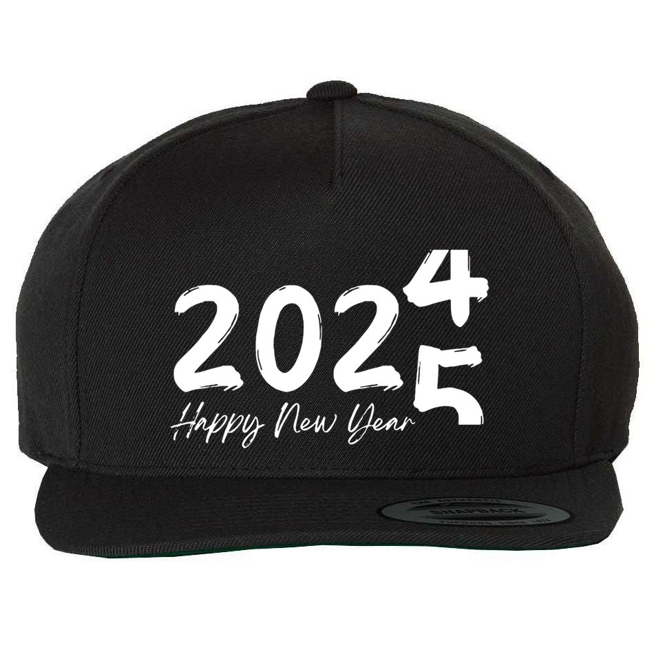 Happy New Year 2025 Holiday New Year Party Wool Snapback Cap