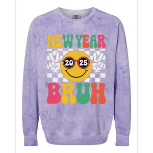 Happy New Year Bruh 2025 Colorblast Crewneck Sweatshirt