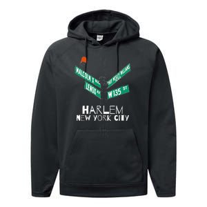 Harlem New York City Street Sign Performance Fleece Hoodie