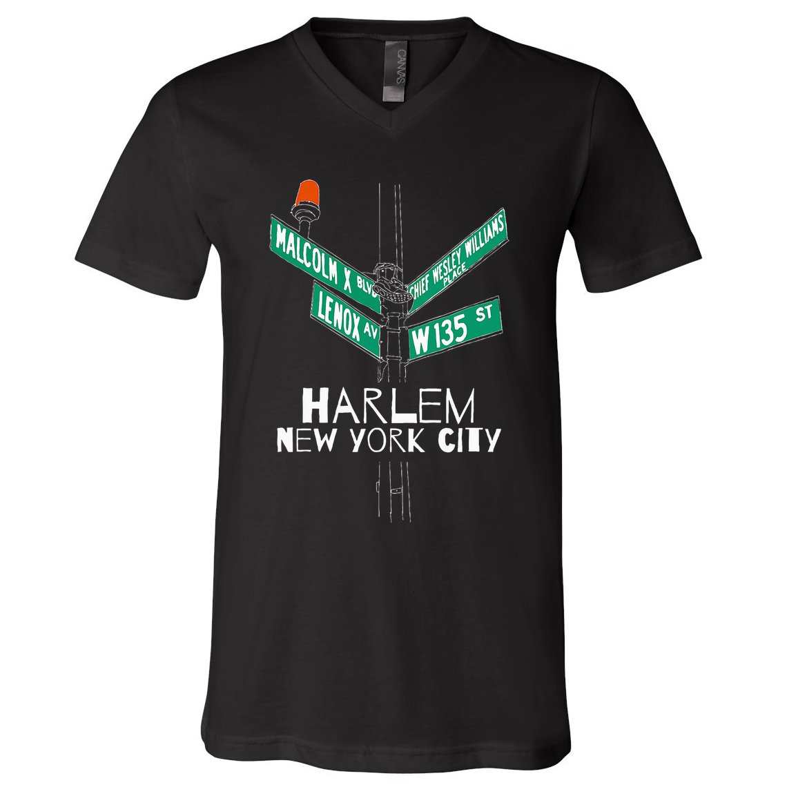 Harlem New York City Street Sign V-Neck T-Shirt