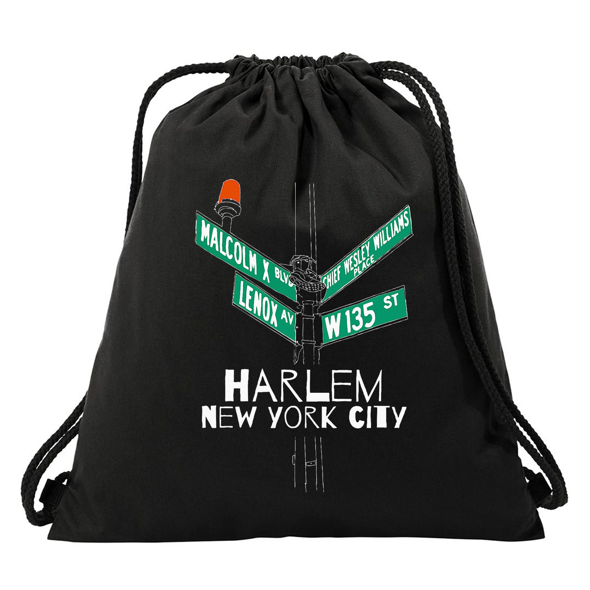 Harlem New York City Street Sign Drawstring Bag
